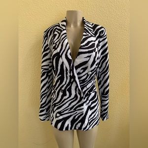 NWT Tiger Mist Size XS Winston Black & White Zebra Print Oversized Blazer